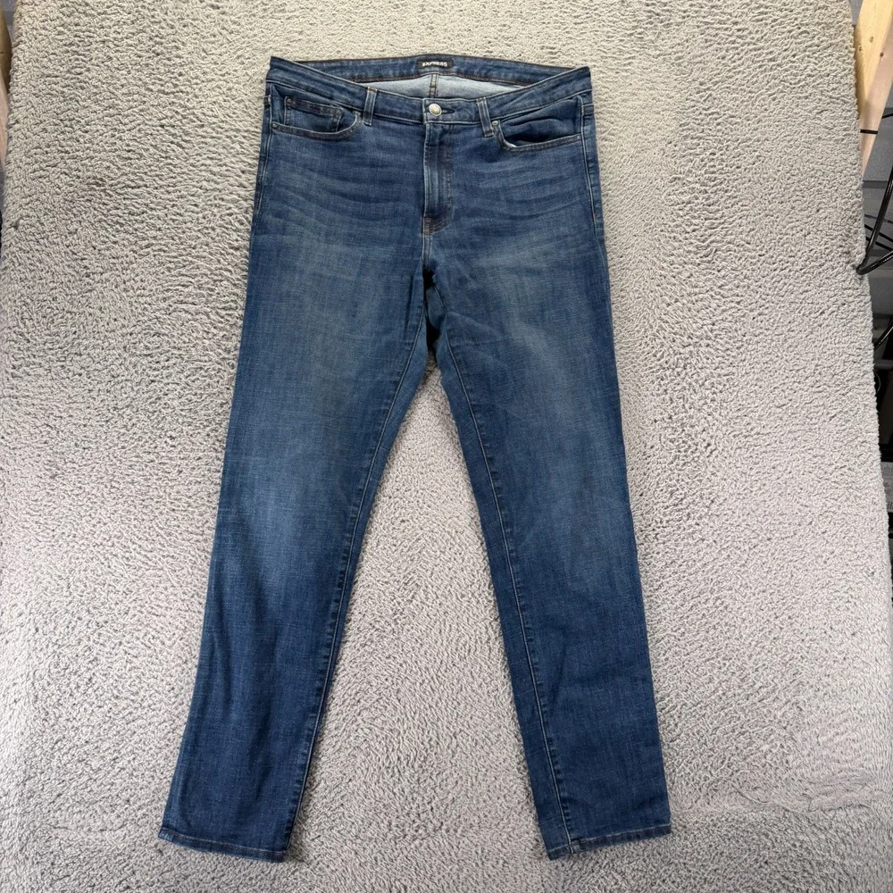Express Jeans Mens 36x34 Blue Cotton Denim Straight Slim Workwear Faded Stretch